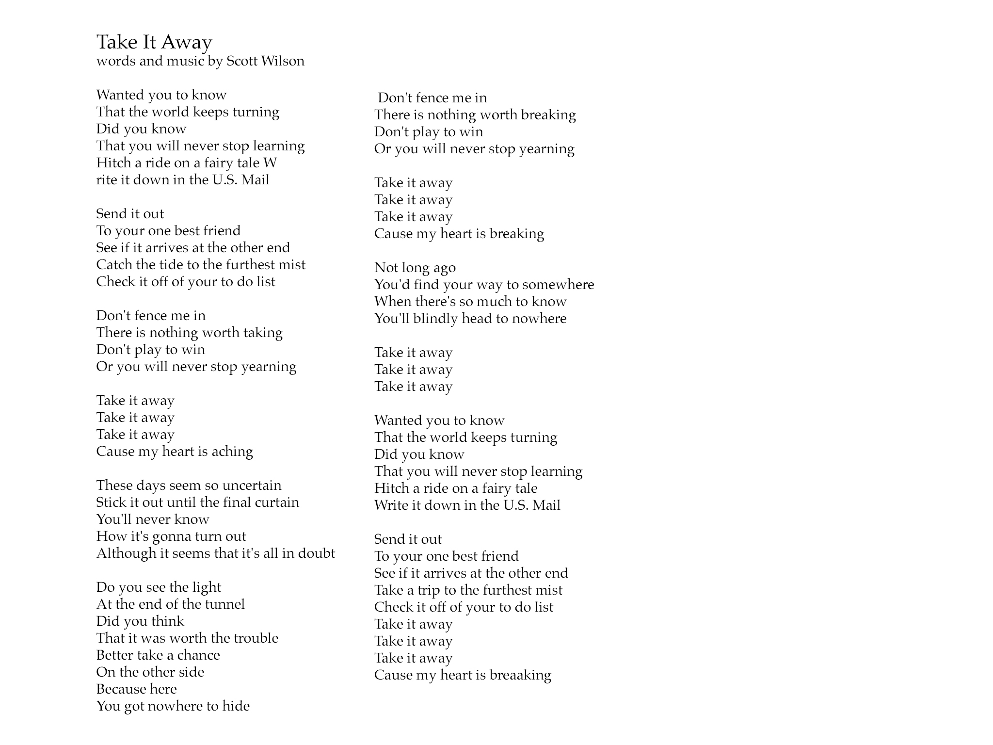 KECD App p15 Take it Away lyrics